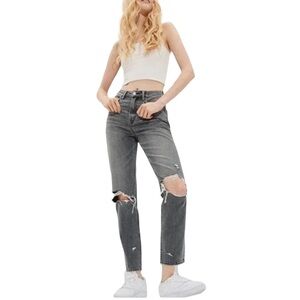 American Eagle -Highest Rise Mom Straight Distressed High Waisted Jean Sz 6Short